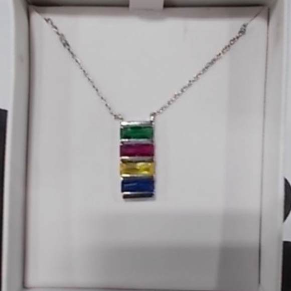 NWT Hudson's Bay Company HBC  925 Sterling silver HBC Stripes Crystals Necklace - Picture 6 of 7